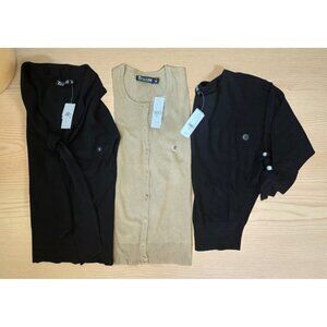 7th Avenue Design Studio Tops NY&CO‎ Womens Size S Lot of 3 Tan Black x2 NWT